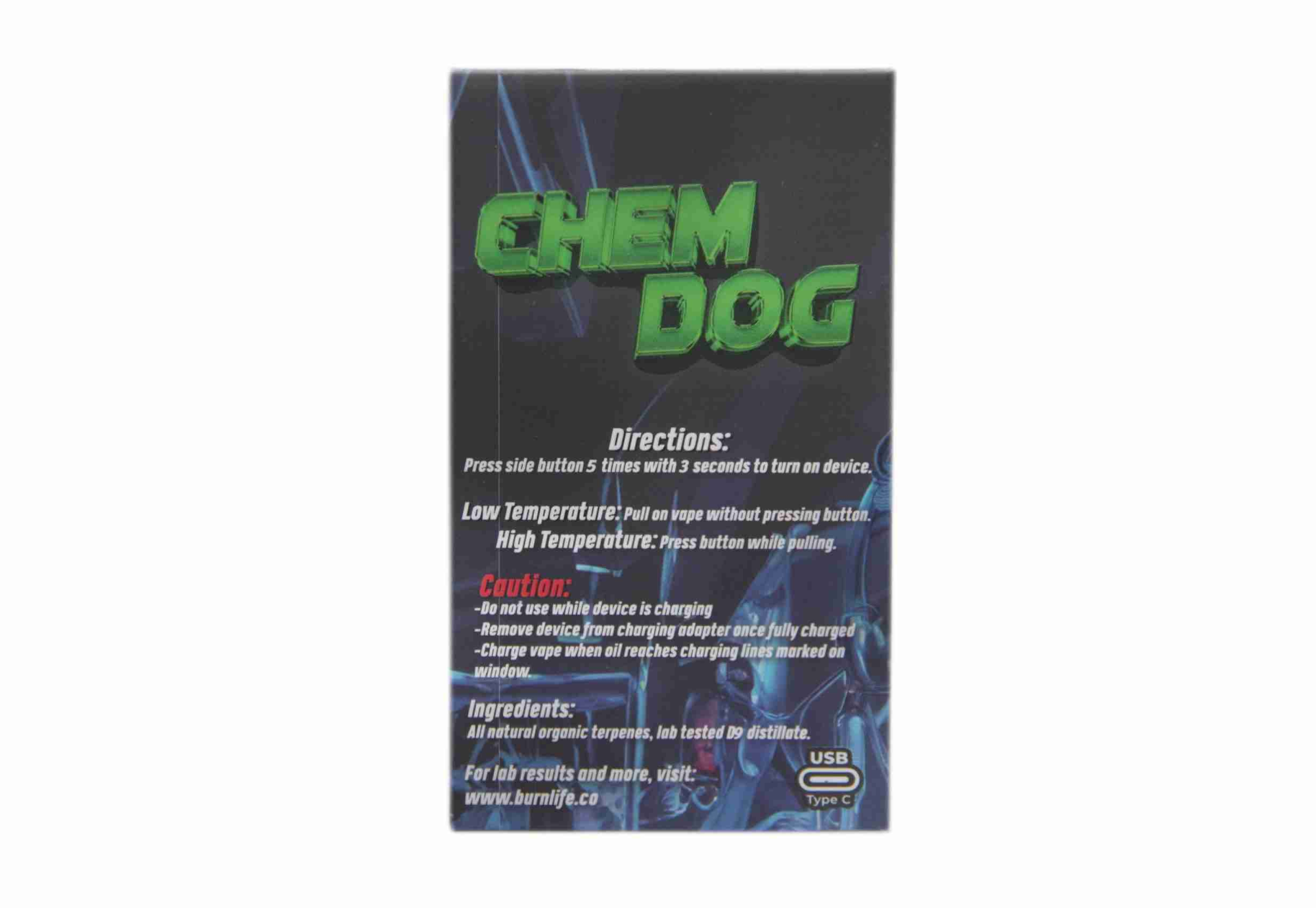 Burn Disposable Vape (3g) - Chem Dog (Hybrid) - Image 2